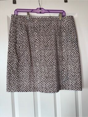 Ann Taylor Loft Brown & White Lined Skirt Sz 10